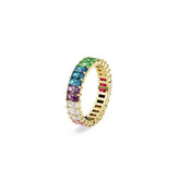 Matrix ring, Baguette cut, Multicolored, Gold-tone plated